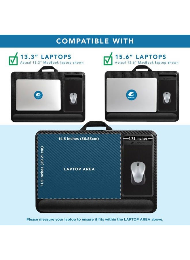 Lapgear Home Office Pro Lap Desk With Wrist Rest, Mouse Pad, And Phone Holder - Black Carbon - Fits Up To 15.6 Inch Laptops - Style No. 91598 - Image 3