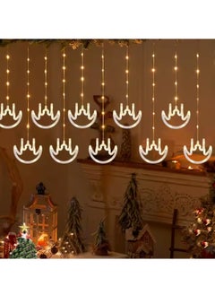 Yuwell Ramadan Light 3 Meter 100 LED String Light LED Decorative Light Multi Modes Operated Light With 3-Pin Plug For Ramadan Decoration Light Eid Decoration Light Warm White With Moon And Mosque Design Curtain Lights  - Image 1