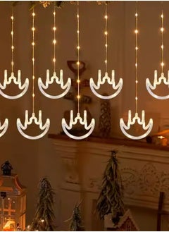 Yuwell Ramadan Light 3 Meter 100 LED String Light LED Decorative Light Multi Modes Operated Light With 3-Pin Plug For Ramadan Decoration Light Eid Decoration Light Warm White With Moon And Mosque Design Curtain Lights  - Image 2