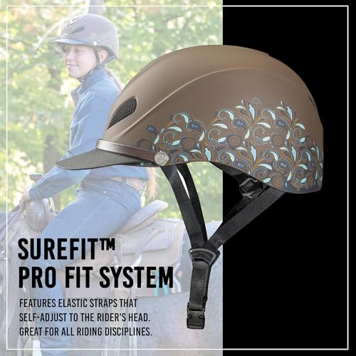 Troxel Dakota Trail Horse Riding Helmet, Low-Profile Light Adjustable Design, Horseback Riding Gear, Extra Large (7-3/8 - 7-3/4), Turquoise Paisley - Image 4