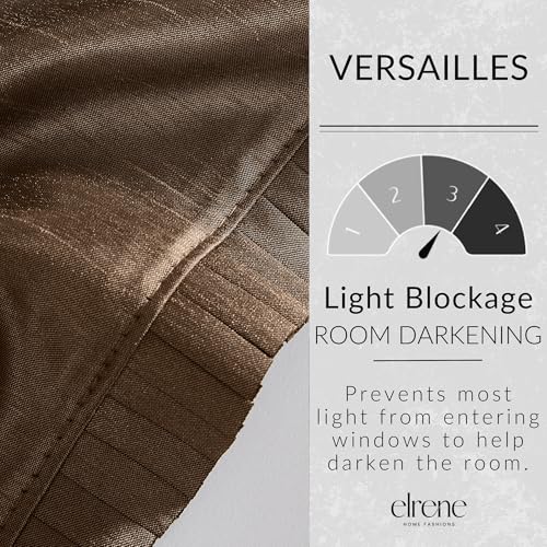Elrene Home Fashions Versailles Room-Darkening Faux-Silk Waterfall Window Valance, Accessory for Bedroom or Living Room Windows with Rod Pocket Tabs, 52" x 36", 1 Valance, Chocolate Brown - Image 4