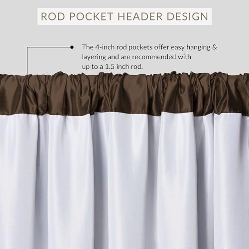 Elrene Home Fashions Versailles Room-Darkening Faux-Silk Waterfall Window Valance, Accessory for Bedroom or Living Room Windows with Rod Pocket Tabs, 52" x 36", 1 Valance, Chocolate Brown - Image 2