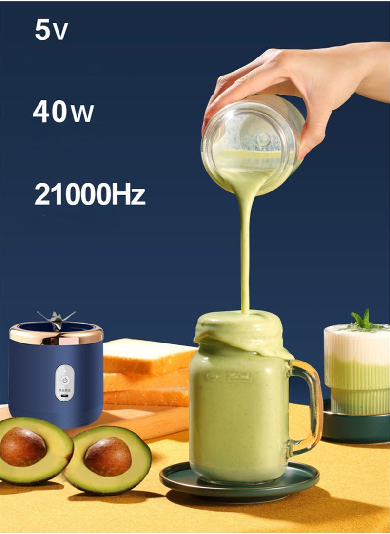 Portable Personal Blender for Smoothie and Shakes 5 V  40W 21000Hz Powerful 3D Blades USB Rechargeable Juicer Cup