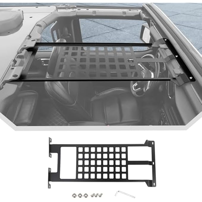 rayihni Roof Rack Hard Top Molle Panel for Jeep Wrangler Overhead Cargo Storage Metal Shelf Accessories for 2018-2023 Jeep Wrangler JL JLU Unlimited Gladiator JT - Image 2