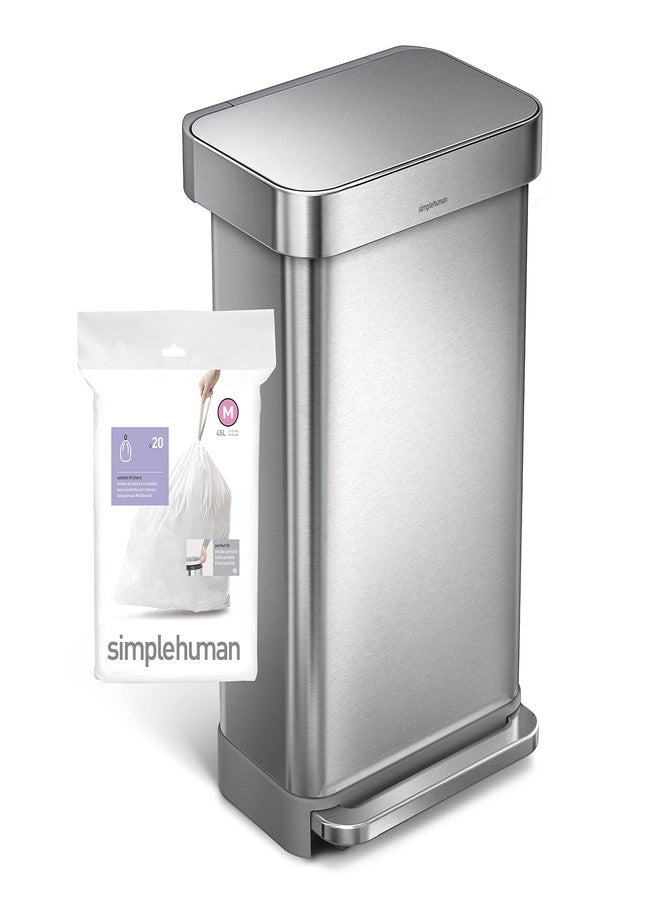 simplehuman Code M 60 Count, Dispenser Pack Custom Fit Liners, Drawstring Trash Bags, 45 Liter / 11.9 Gallon, White - Image 5