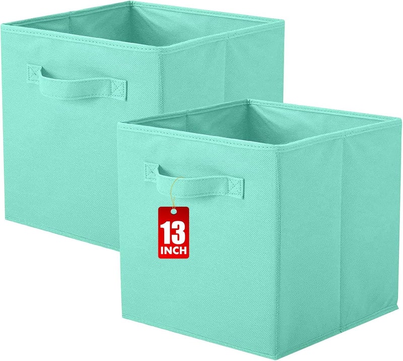 PowerKing Storage Container, Foldable Fabric Storage Cube and Fabric Storage Organiser Drawer for Cupboard and Toy Storage, 13 x 13 x 13 x 13 inches, 2 Pack - Image 1