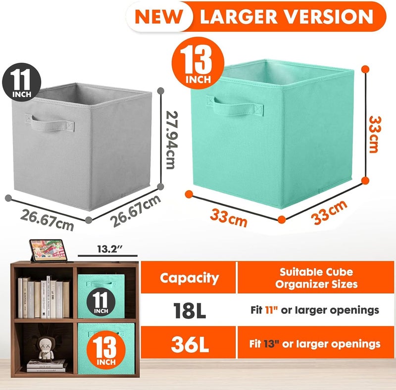 PowerKing Storage Container, Foldable Fabric Storage Cube and Fabric Storage Organiser Drawer for Cupboard and Toy Storage, 13 x 13 x 13 x 13 inches, 2 Pack - Image 5