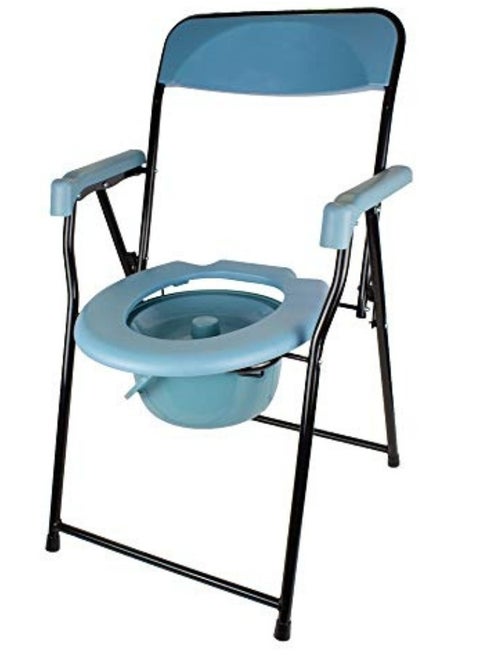 Toilet chair, toilet seat, portable and foldable toilet rack, comfortable and portable bathroom chair for the elderly and people with disabilities Blue 55x50x100 cm