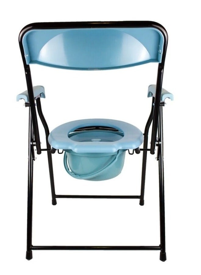 SMART HOME Toilet chair, toilet seat, portable and foldable toilet rack, comfortable and portable bathroom chair for the elderly and people with disabilities Blue 55x50x100 cm - Image 2
