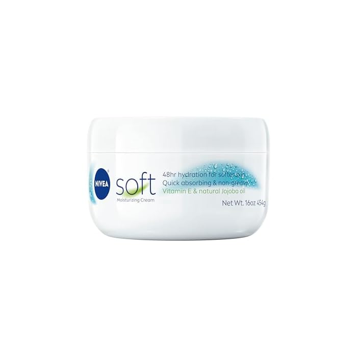 NIVEA Soft Refreshingly Soft Moisturizing Cream, Lightweight Body Moisturizer for Face, Body and Hands, Body Cream Enriched with Jojoba Oil and Vitamin E, 16 Oz Jar