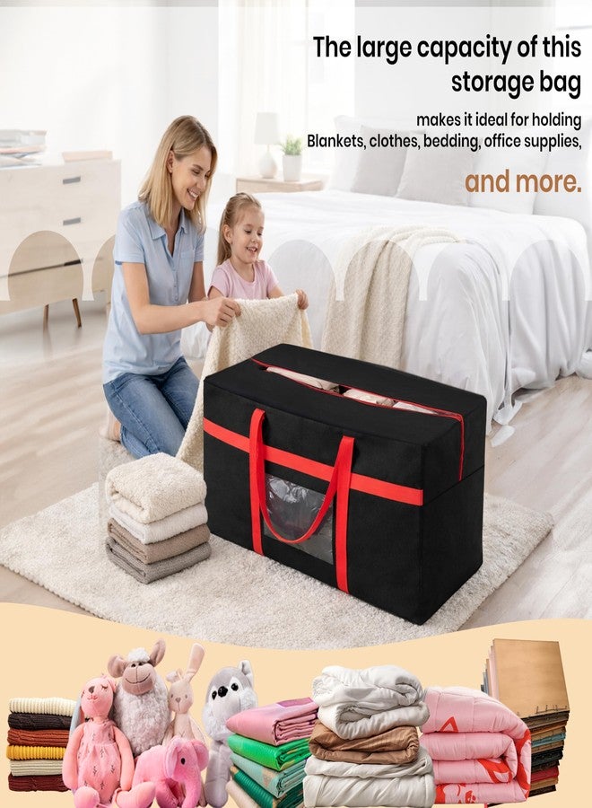 Storite Nylon Jumbo Large 128 L Moisture Proof MultiPurpose Heavy Duty Storage Bag for Toys/Stationery/Blankets/Clothes/Moving Bags With Strong Handles Rectangular(Red Black, 80x39x41cm) - Image 3