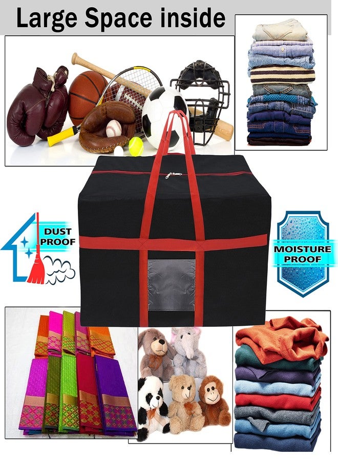 Storite Nylon Jumbo Large 128 L Moisture Proof MultiPurpose Heavy Duty Storage Bag for Toys/Stationery/Blankets/Clothes/Moving Bags With Strong Handles Rectangular(Red Black, 80x39x41cm) - Image 4