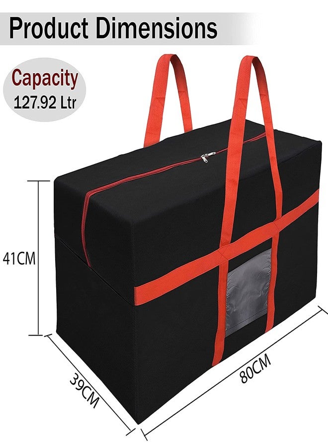 Storite Nylon Jumbo Large 128 L Moisture Proof MultiPurpose Heavy Duty Storage Bag for Toys/Stationery/Blankets/Clothes/Moving Bags With Strong Handles Rectangular(Red Black, 80x39x41cm) - Image 2