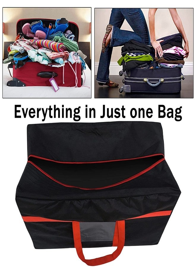 Storite Nylon Jumbo Large 128 L Moisture Proof MultiPurpose Heavy Duty Storage Bag for Toys/Stationery/Blankets/Clothes/Moving Bags With Strong Handles Rectangular(Red Black, 80x39x41cm) - Image 5