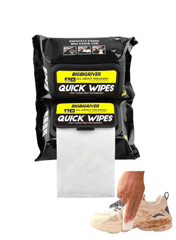 Sneaker Cleaning Wipes 2 Pack 60 Pcs Quick Easy Shoe Cleaner for Basketball Athletic Sports Shoes White Footwear Travel Outdoor Use Sneaker Care - Image 1