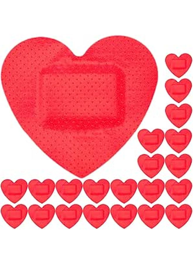 Heart Shaped Adhesive Bandages 30 Pieces Red For First Aid Sports Injury Wound Care - Image 1