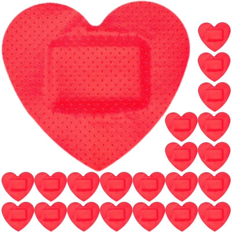 Heart Shaped Adhesive Bandages 30 Pieces Red For First Aid Sports Injury Wound Care - Image 2