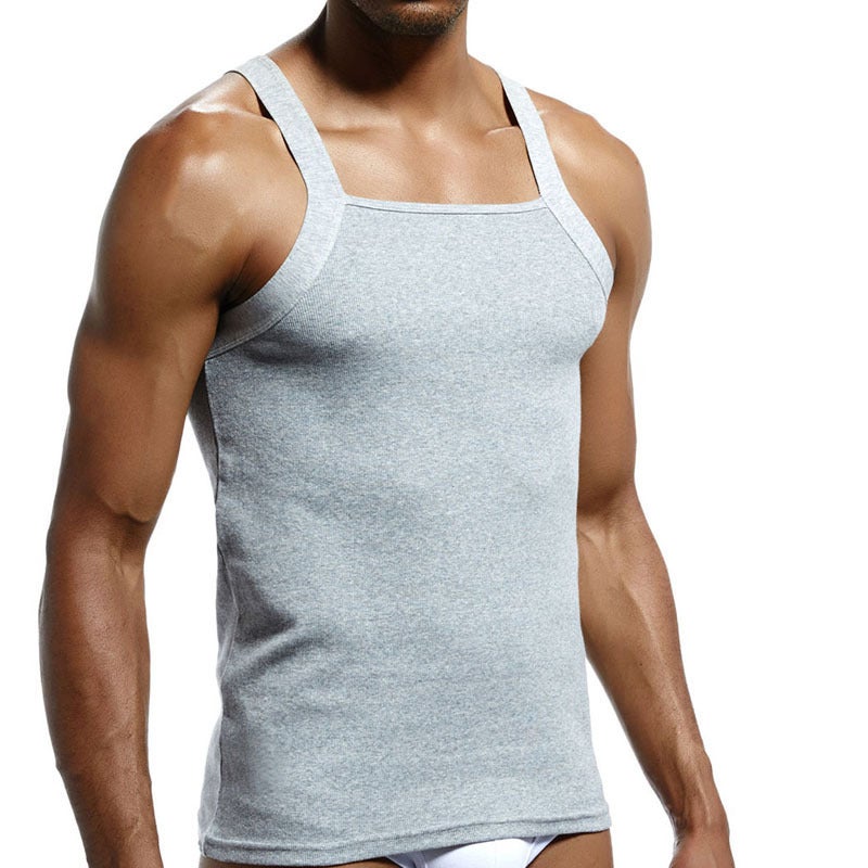 Superbody الرجال الجديدة النقية اللون خيوط سترة القطن مثيرة عالية المرنة قريبة التركيب العرق امتصاص أسفل سترة واحدة للرجال - Image 1