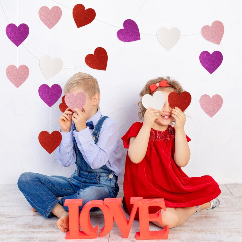 BWkoss 100Pcs Glitter Heart Cutouts Valentine's Day Heart Confetti Red Purple Pink White Hearts Paper Accent Cutouts for Classroom Bulletin Border Valentines Holiday Wedding Bridal Shower Decors - Image 5
