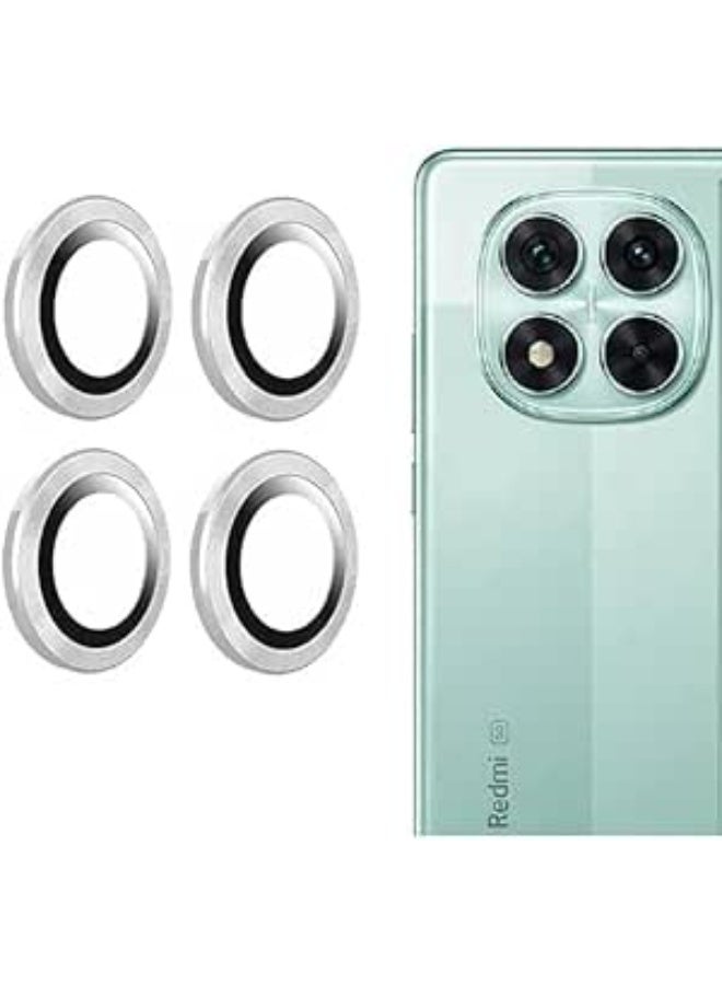 Glass Camera Lens Frame Protector Compatible For Redmi Note 14 Pro - Silver - Image 1