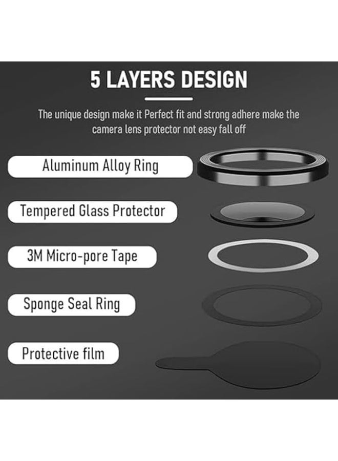 Glass Camera Lens Frame Protector Compatible For Redmi Note 14 Pro - Silver - Image 3