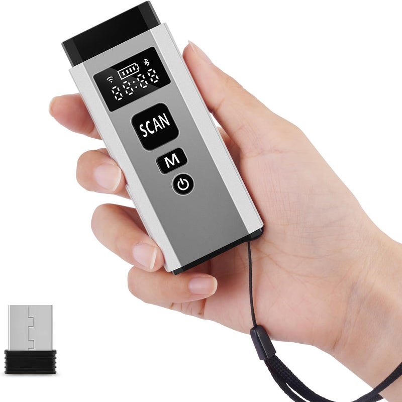 JRHC Bluetooth Scanner, Portable Barcode Scanner Wireless 1D 2D Barcode Reader 3 in 1 Wired & Bluetooth & 2.4G Wireless Connection Bar Code Scanners with TFT Screen Work for iOS, Windows, Android - Image 1
