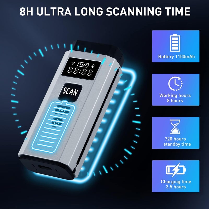 JRHC Bluetooth Scanner, Portable Barcode Scanner Wireless 1D 2D Barcode Reader 3 in 1 Wired & Bluetooth & 2.4G Wireless Connection Bar Code Scanners with TFT Screen Work for iOS, Windows, Android - Image 4