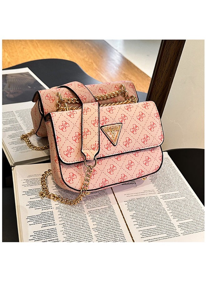 GUESS - GUESS shoulder bag, fashionable and versatile, printed retro small square bag, simple chain crossbody bag Pink - Image 1