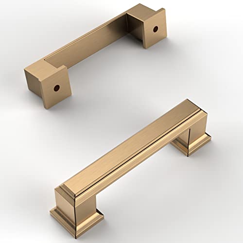Amerdeco 10 Pack Champagne Bronze Cabinet Pulls 3 Inch(76mm) Hole Center Cabinet Hardware Kitchen Cabinet Handles for Bathroom Drawer Pulls Dresser Pulls ZH0001 - Image 1