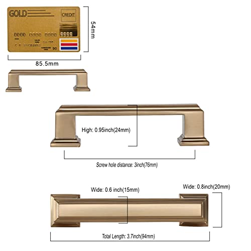 Amerdeco 10 Pack Champagne Bronze Cabinet Pulls 3 Inch(76mm) Hole Center Cabinet Hardware Kitchen Cabinet Handles for Bathroom Drawer Pulls Dresser Pulls ZH0001 - Image 4