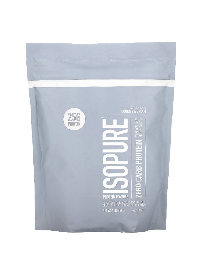 Isopure إيزوبور، مسحوق بروتين خالي من الكربوهيدرات، كوكيز وكريمة، 1 رطل (454 جرام) - Image 1