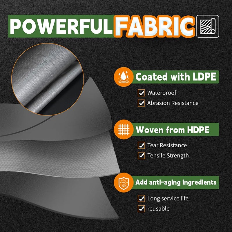 RAINDEWAY Tarps Heavy Duty Waterproof 8X10 Feet (2 Pack) 10Mil Multipurpose Poly Tarp Cover With Metal Grommets And Reinforced Edges Silver/Brown Tarp By Raindeway - Image 3