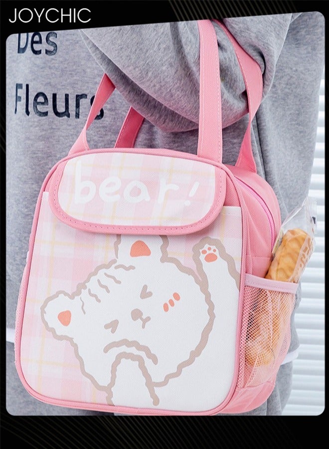 Joychic حقيبة غداء حرارية كبيرة السعة بتصميم كرتوني، مقاومة للتسرب، بإغلاق بفلاب وسحاب، لصندوق الغداء للمدرسة والسفر والرحلات الخارجية والنزهات - Image 3