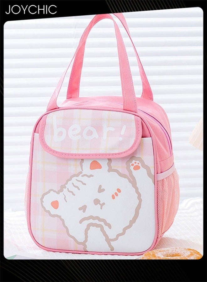 Joychic حقيبة غداء حرارية كبيرة السعة بتصميم كرتوني، مقاومة للتسرب، بإغلاق بفلاب وسحاب، لصندوق الغداء للمدرسة والسفر والرحلات الخارجية والنزهات - Image 4
