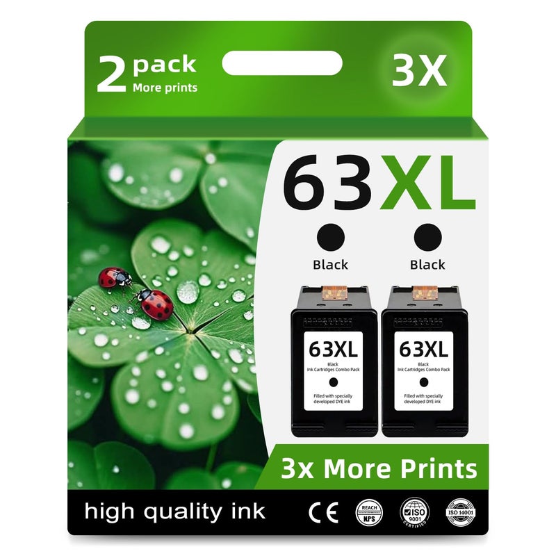 Skyink 63XL Ink Cartridges Replacement for HP Ink 63 XL 2 Black Fit for HP63 3830 5255 5258 4650 Envy 4520 4512 Deskjet 3632 1112 3637 3630 Printers BK - Image 2