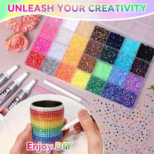 Cynailli 32000Pcs 3MM Colors Flatback Rhinestones for Bedazzling, Jelly Resin Rhinestones Gems, Colorful Gems Bedazzling for Crafting DIY Face Makeup Crafts Tumblers - Image 3