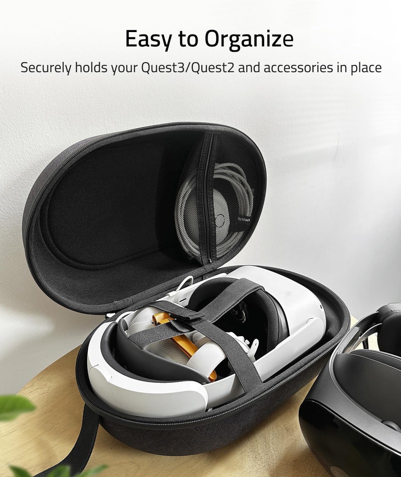 Syntech Large Hard Carrying Case Compatible with Meta Quest 3S/Oculus Quest 3/2/Pro/Pico4 Accessories VR Headset with Elite Strap, Touch Controllers and Others, High Capacity for Storage Travel(Black) - Image 3