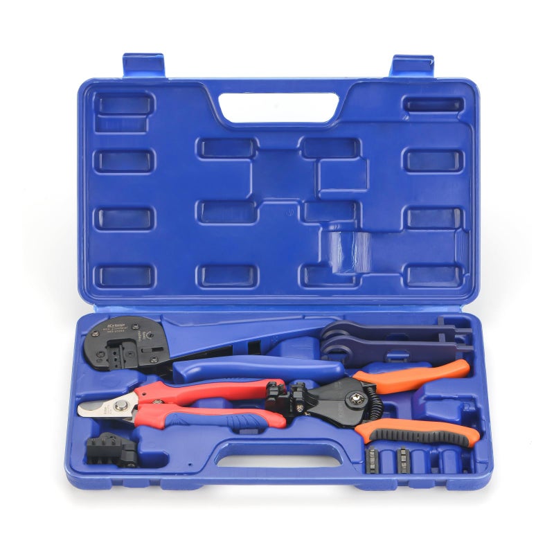 iCrimp Solar Crimping Tool Kit for Solar Panel Installation All in One Solar Tool Set with Solar Crimper Wire Cutter Wire Stripper and Solar Connector Spanners