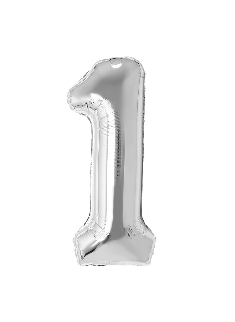 Party Zone Silver Foil Balloon Number 1 33" 