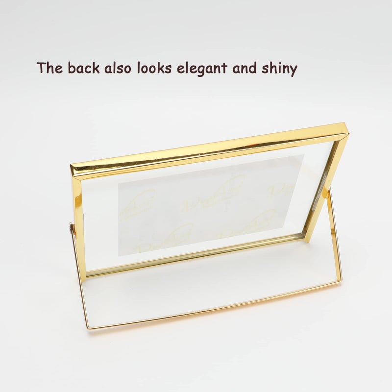 أهاجو إطار Ahago Gold Floating (5 "" X7 "أفقيًا) للصورة 4x6 3x5 2x3 على الطاولة ، إطار صورة على الطاولة المنزل أو المكتب ديكورًا راقيًا لعيد العطلة أو الزفاف - Image 4
