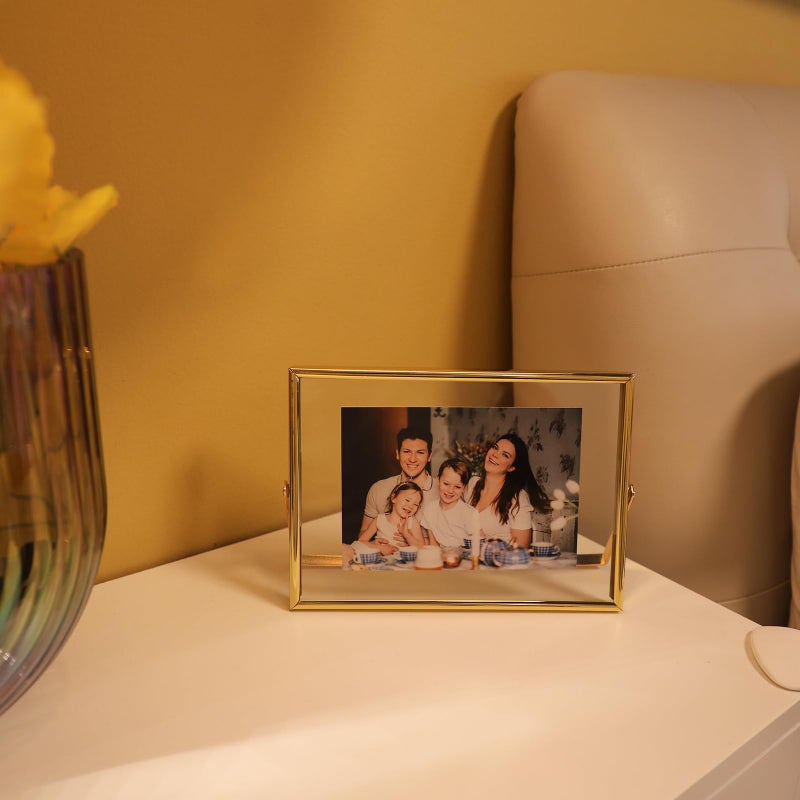 أهاجو إطار Ahago Gold Floating (5 "" X7 "أفقيًا) للصورة 4x6 3x5 2x3 على الطاولة ، إطار صورة على الطاولة المنزل أو المكتب ديكورًا راقيًا لعيد العطلة أو الزفاف - Image 5