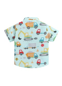 Hopscotch Hopscotch Boys Vehicle Print Shirt Shorts Set In Green Color for Ages 9-12 Months  - Image 2