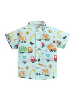 Hopscotch Hopscotch Boys Vehicle Print Shirt Shorts Set In Green Color for Ages 9-12 Months  - Image 5
