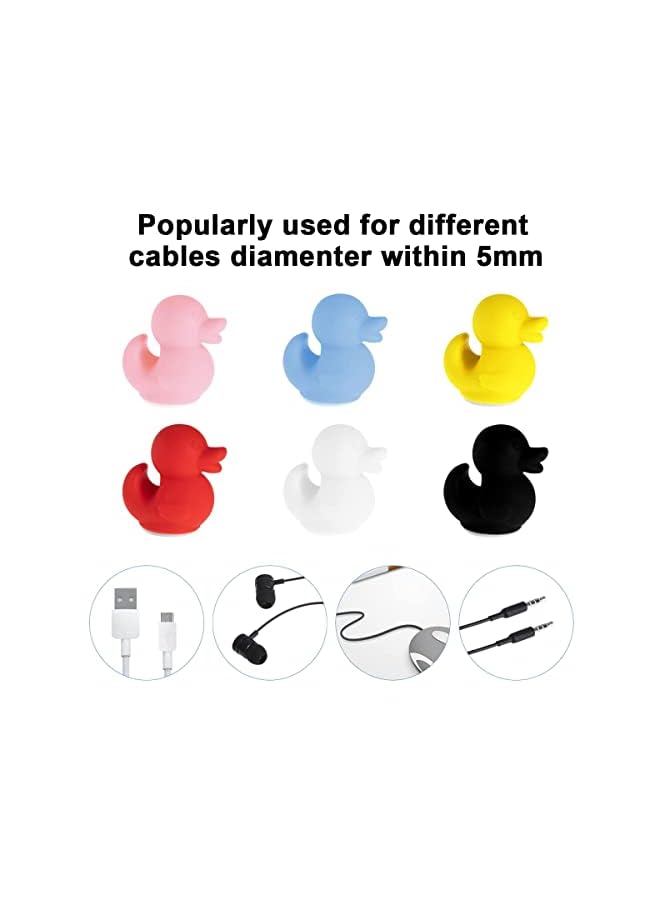 KASTWAVE Cable Clips 6 Pcs Self Adhesive Colorful Earphone Charge Cords Organizer Cute Animal Duck Desktop Multipurpose Wire Holder For Home Office Desk Car Nightstand Tv Pc Accessories - Image 3