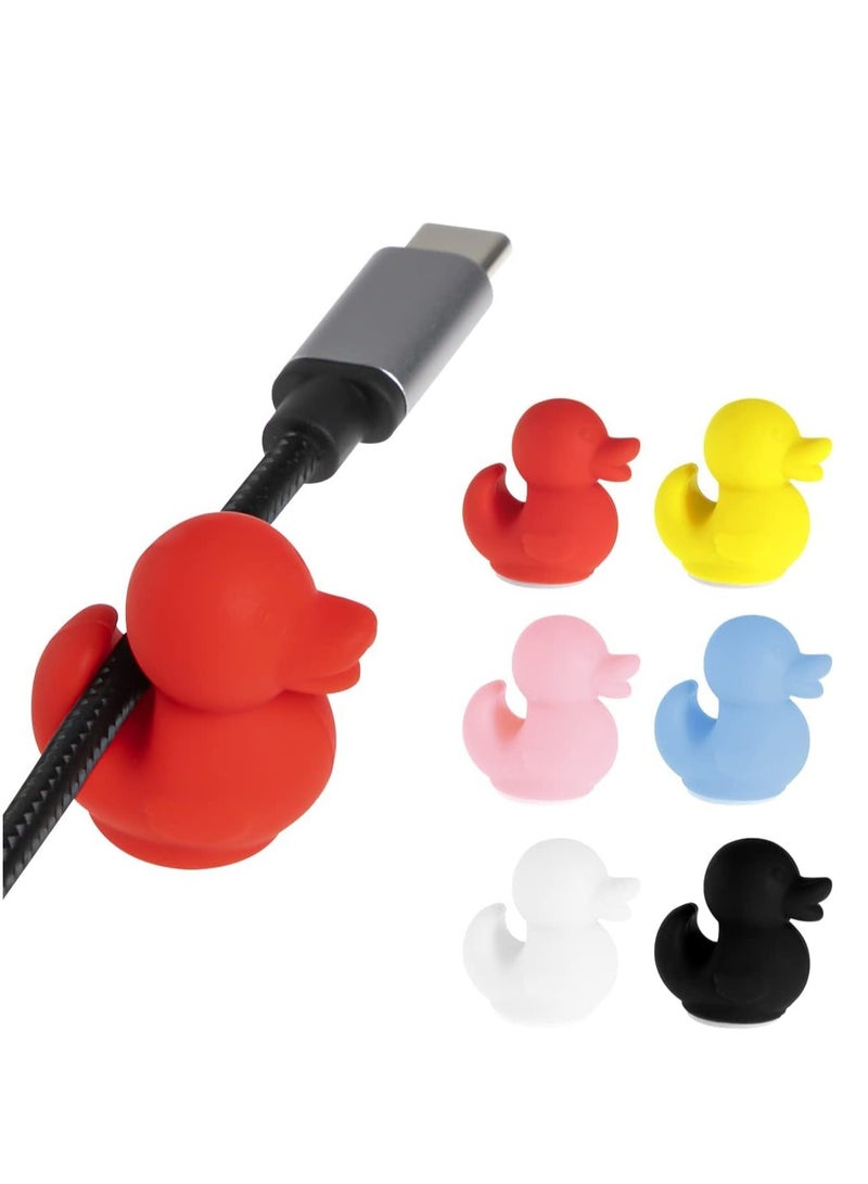 KASTWAVE Cable Clips 6 Pcs Self Adhesive Colorful Earphone Charge Cords Organizer Cute Animal Duck Desktop Multipurpose Wire Holder For Home Office Desk Car Nightstand Tv Pc Accessories - Image 1