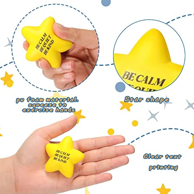 Kasyat 20 Pcs Stress Balls with Quotes Mini Motivational Stress Balls for Adults Star Stress Relief Toy Colorful Foam Balls for Women Men Relieve Anxiety Party Supplies (Yellow) - Image 4