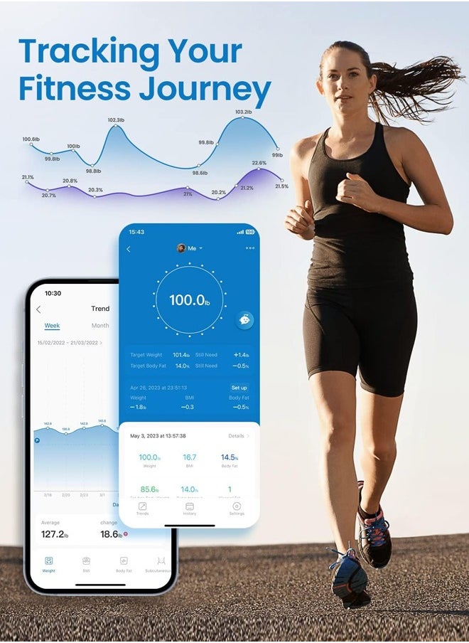 RENPHO - RENPHO Smart Scale, Body Fat Scale, Digital Bathroom Scale for Body Weight, Body Composition Analysis, Highly Accurate BMI Scale with APP, 400lbs, Includes Batteries, White-Elis 1 - Image 1