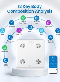 RENPHO RENPHO Smart Scale, Body Fat Scale, Digital Bathroom Scale for Body Weight, Body Composition Analysis, Highly Accurate BMI Scale with APP, 400lbs, Includes Batteries, White-Elis 1  - Image 2