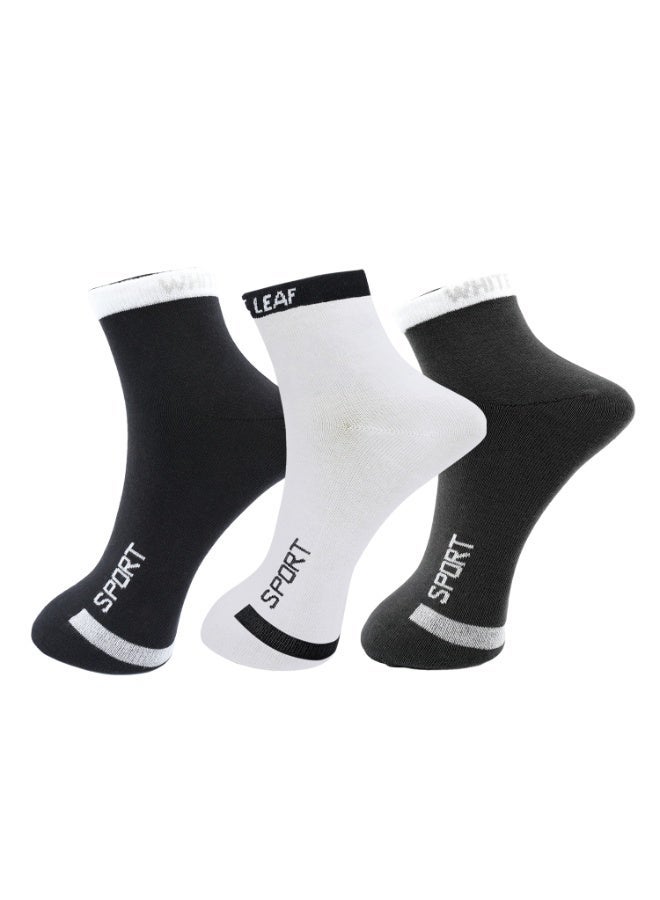 White Leaf Men’s Casual Ankle Socks – Reinforced Heel & Toe, Moisture-Wicking, Arch Support, Cushion Comfort – 3 Pairs (Olive Green, Black, and Gray) – Free Size - Image 1
