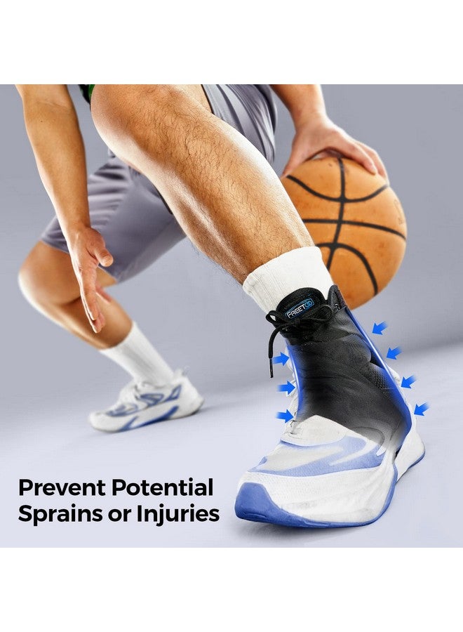 فري تو دعامة الكاحل FREETOO ذات الدعم المعدني الأقصى للرجال والنساء، دعامة ضغط للقدم للكاحل الملتوي، والتهاب اللفافة الأخمصية، والتعافي من الإصابات، ودعامة كاحل برباط للجري وكرة الطائرة يسارًا/يمينًا - Image 4